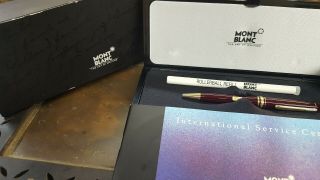 Gold Meisterstuck Mont Blanc 164R Ballpoint Pen w/Case & Box and booklet / refil 2