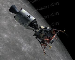 8x10 Print Nasa Space Art Apollo 11 Space Vehicle Csm & Lm Docked Over Moon Ap1