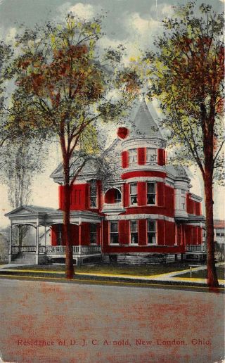 London Ohio 1910 Postcard Residence Of D.  J.  C.  Arnold