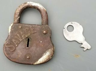 Savage Vintage Strong Box Lock Key Metal Emboss Vintage Old Antique Iron Old