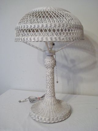 Authentic Heywood Wakefield Wicker Table Lamp 22 " Arts & Crafts Era