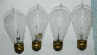 4 Authentic Antique Zokul Carbon Filament Tipped Light Bulb 60w 110v -