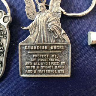 3 Metal Religious Keychains (Footprints/Lords Prayer/Guardian Angel) 3
