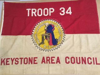 Boy Scout 1950 National Jamboree Flag Keystone Area Council Pa Troop 34 Large