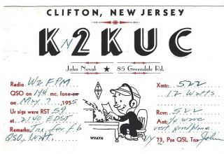 Qsl 1955 Clifton Nj Radio Card