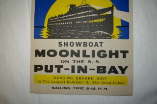 1949 Advertising Poster Mackenzie Alumni Asso Showboat Moonlight S.  S.  Put - in - Bay 5