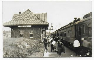 Temagami Canada Rr Depot Old Real Photo Postcard Train At Station