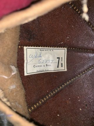 1955 - 56 Cairns & Brother White Leather 5A Firefighter Chief Helmet Keyport NJ 6