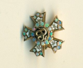 Old Sigma Nu Fraternity 14k Gold Opal C1890 Pin Badge - Wow
