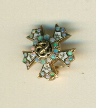 Old Sigma Nu Fraternity 14k gold opal c1890 pin badge - Wow 3