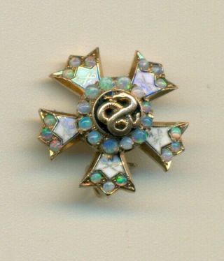 Old Sigma Nu Fraternity 14k gold opal c1890 pin badge - Wow 4