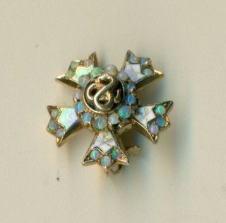 Old Sigma Nu Fraternity 14k gold opal c1890 pin badge - Wow 5