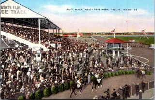 Postcard Post Card Race Track State Fair Dallas Texas Arlington Downs