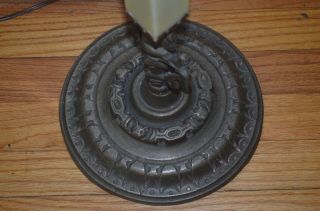 Antique Art Deco Jadeite Glass Cast Iron Bronze Art Floor Lamp 10