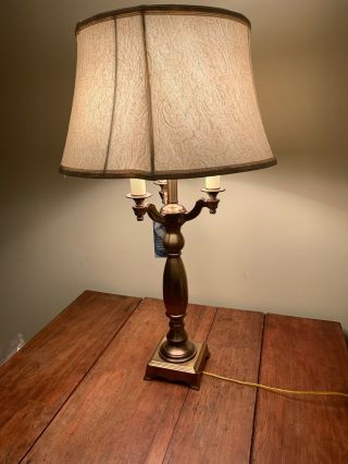 Very Elelegant 4 Light Stiffel Brass Table Lamp,  4 - Way Switch W/ Shade
