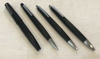 Lamy 2000 Makrolon Black Fp,  Bp,  Pencil & 4 In 1 Pen Set - Estate