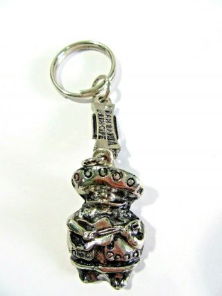 Mexican Souvenir Key Chain Man With Sombrero Silver Tone Mexico Riviera Maya