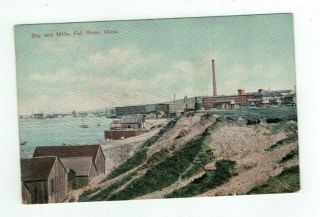 Ma Fall River Massachusetts Antique Post Card View Of Bay And Mills