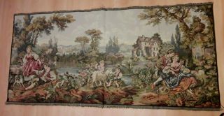 Antique - Lovely - Tapestry - French Gobelin - In Love With The Time - Big Size