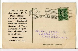 1908 - Advertising Postcard For Johnson Service Co.  Milwaukee Wi,  Saginaw P.  O.