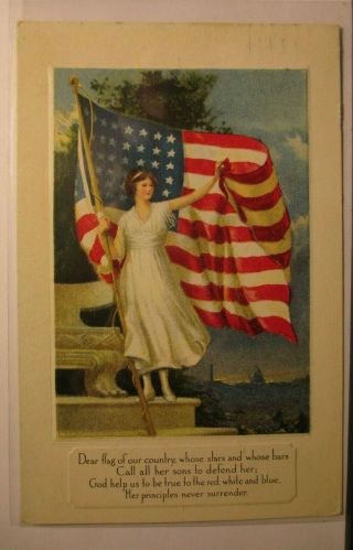 Flag Of Our Country 1917 With Flag Post Card