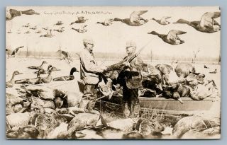 Exaggerated Duck Hunting 1909 Antique Real Photo Postcard Rppc By W.  H.  Martin Co