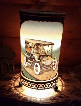 Vintage Mid Century 1957 Econolite Motion Lamp Antique Cars W/ Rare 769 Liner