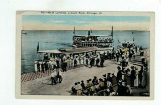 Il Chicago Illinois Antique 1925 Post Card Boat Landing In Lincoln Park