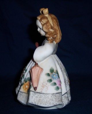 Vintage Lefton Hand Painted Girl with Umbrella and Flower Basket KW125B Japan 2