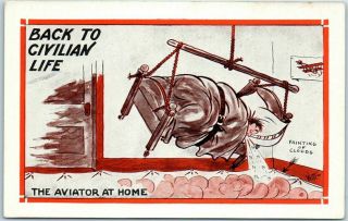 Artist - Signed Witt Postcard Back To Civilian Life The Aviator At Home Wwi