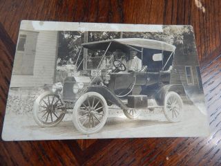 West Liberty Ohio - Logan County Rppc - Antique Convertible Automobile - 1911 Ford