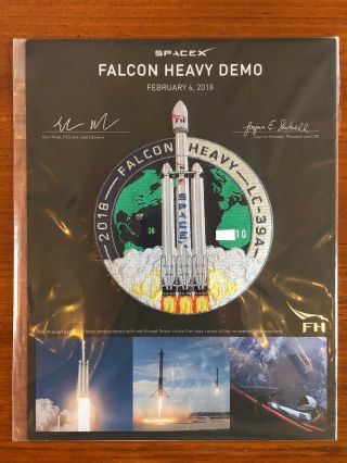 Spacex Flown Employee Numbered Patch: Falcon Heavy On Certificate