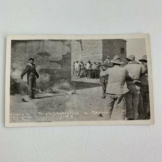 Antique Rppc Real Photo Postcard Azo Horne Triple Execution In Mexico