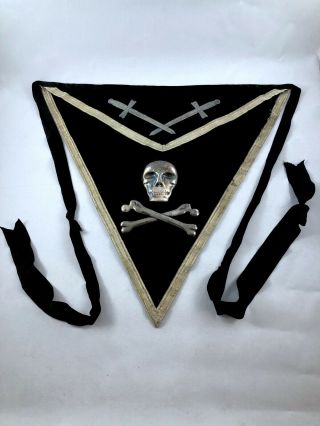Antique Masonic Knights Templar Skull And Bones Ceremonial Apron Late 1800 