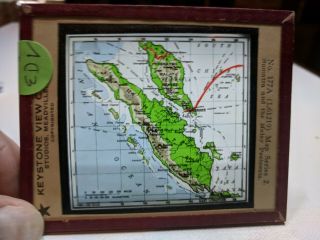 Historic Colored Glass Magic Lantern Slide Edv Sumatra Malay Peninsula Old Map
