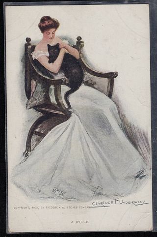 Antique Vintage Postcard Clarence F.  Underwood - A Witch - 1903 -