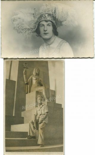 Man As Woman Crossdresser 2 Rare Antique Photos