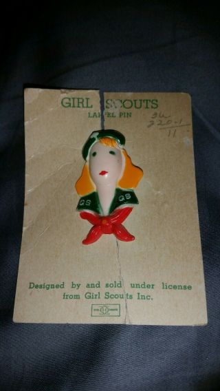 Girl Scouts Vintage Plastic Lapel Pin Girl Scout Uniform Decoration