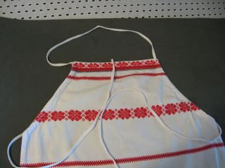 Vintage Hungarian red black white apron embroidery cotton 25 x 21 3