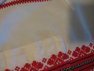 Vintage Hungarian red black white apron embroidery cotton 25 x 21 4