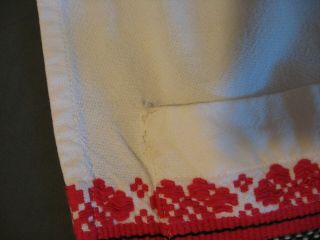Vintage Hungarian red black white apron embroidery cotton 25 x 21 5