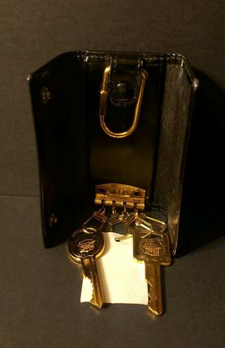 Rare Cadillac Gold Plated Set Of 2 Cut Keys W/Hugo Bosca Keyholder.  Fast Ship 3