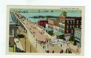 Ar Fort Smith Arkansas Antique Linen Post Card Bridge & Hotel Ferolio