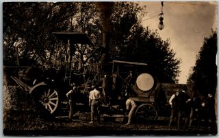 Rppc Steam Tractor Winfield Kansas C 1908 Antique Real Photo Postcard