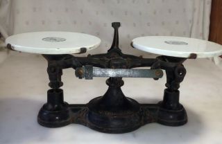 Antique Fairbanks Standard General Country Store Countertop Scale Porcelain Tops