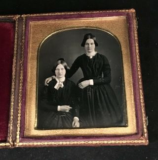 1/6 Plate Daguerreotype Image Of Two Pretty Sisters,  No Wipes,  Full Case