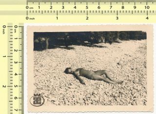 013 Swimsuit Woman Laying On Beach,  Swimwear Lady Portrait Abstract Old Photo
