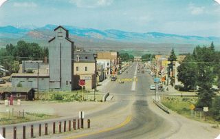 Lander Wyoming Main Street Postcard 1950 