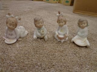 1991 Golden Memories Daisa Set Of 4 Baby Girls And Boys With Food And Bottle