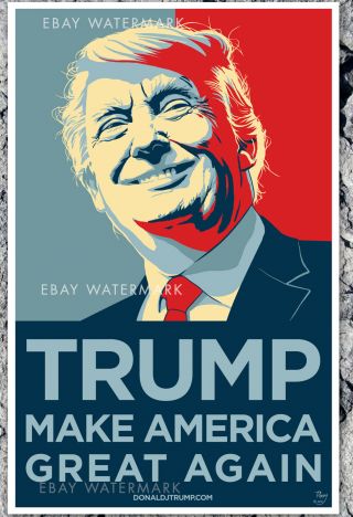 Rare Donald Trump Make America Great 2016 Official Campaign Poster 11x17 Poppy